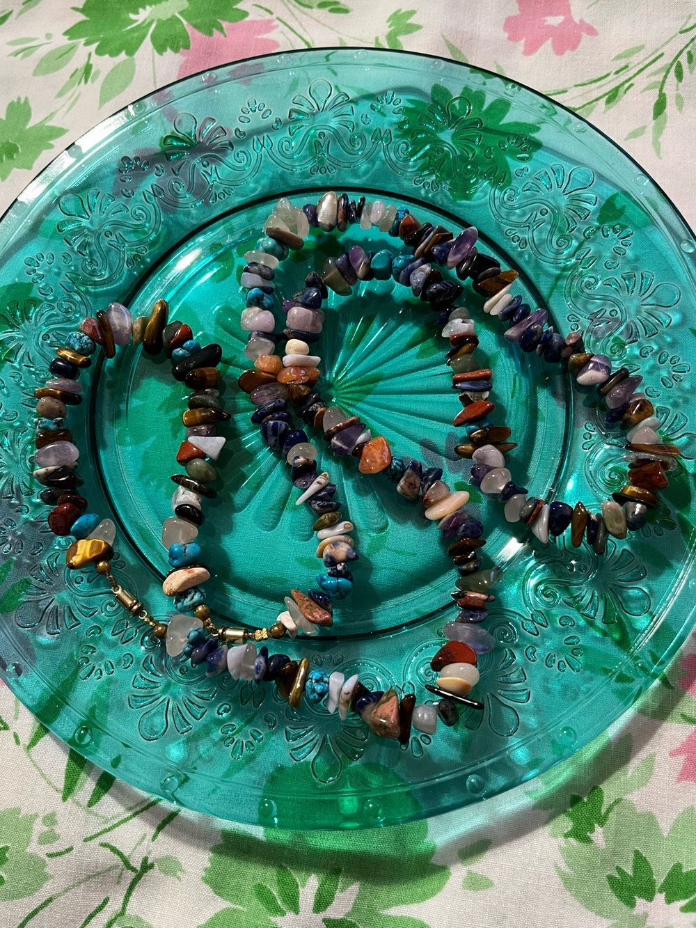 Vintage Boho Multi-gemstone Beaded Necklace